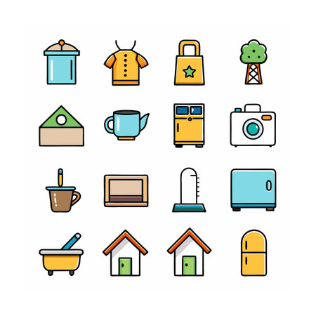 Home and Living Icon Set Vector Illustrationのイラスト素材