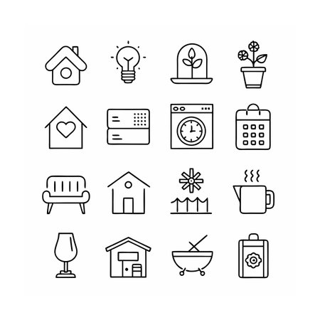 Home and Living Icon Set Vector Illustrationのイラスト素材
