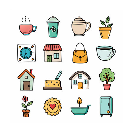 Home and Living Icon Set Vector Illustrationのイラスト素材