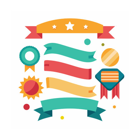 Ribbons , Tags and Stickers E-commerce and Shopping icon set vector illustrationのイラスト素材