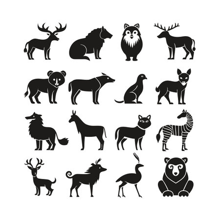 Animal and Wildlife Icon Set Vector Illustration