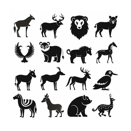 Animal and Wildlife Icon Set Vector Illustration