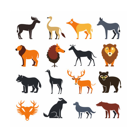 Animal and Wildlife Icon Set Vector Illustration