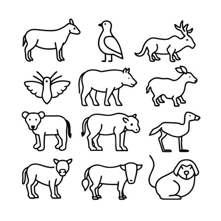 Animal and Wildlife Icon Set Vector Illustration