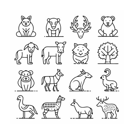 Animal and Wildlife Icon Set Vector Illustration
