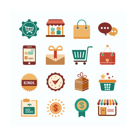 E-commerce and Shopping Icon Set Vector Illustrationのイラスト素材
