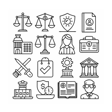 Legal and Law Icon Set Vector Illustrationのイラスト素材