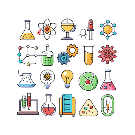 Science and Research Icon Set Vector Illustrationのイラスト素材