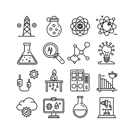Science and Research Icon Set Vector Illustrationのイラスト素材