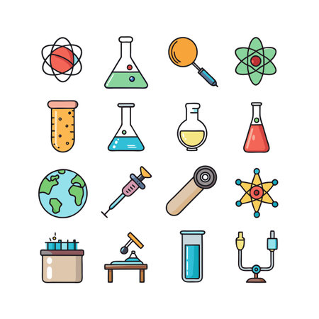 Science and Research Icon Set Vector Illustrationのイラスト素材