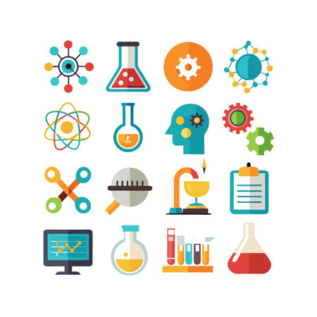Science and Research Icon Set Vector Illustrationのイラスト素材