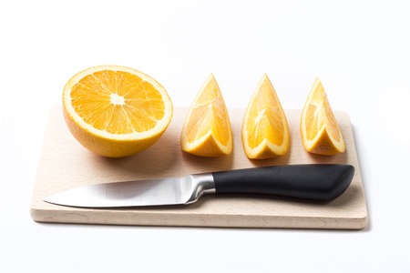 Sliced orange on white background - horizontal imageの写真素材