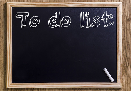 To do list - New chalkboard with 3D outlined text - on woodの写真素材