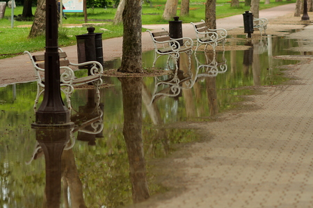 Rainy summer - gloomy days at a holidays resortの写真素材