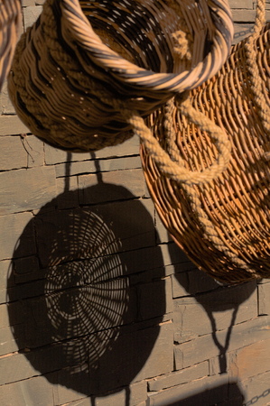 Hanging wicker basketsの写真素材
