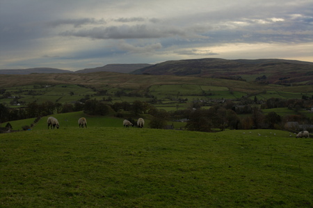 Yorkshire Dales landscape in autumn duskの写真素材