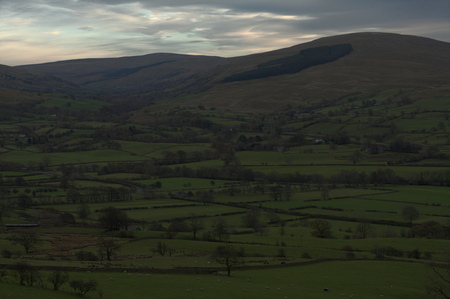 Yorkshire Dales landscape in autumn duskの写真素材