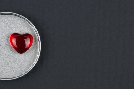 Stylish red heart in metall box as a Valentine giftの写真素材