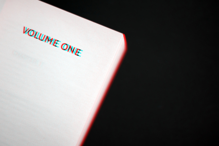 Reading and writing concept. The beginning of novel - image with glitch effect