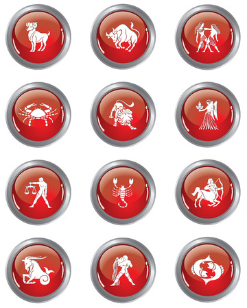 Set of Glossy Zodiac Buttonsのイラスト素材