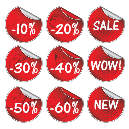 Red vector sticker set with vintageのイラスト素材