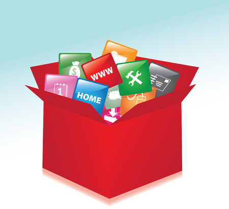 Box whit web buttons / promotional boxのイラスト素材