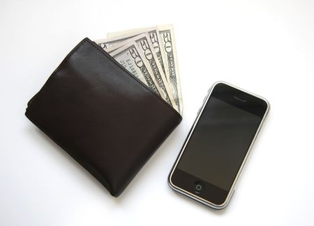 Modern phone and wallet whit money # 2の写真素材
