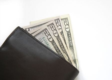 money with wallet isolated on white background # 2の写真素材