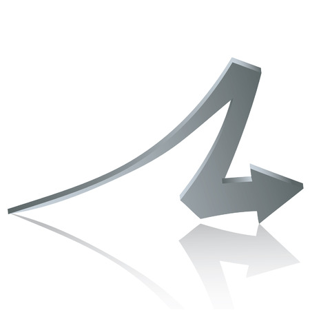 Silver arrow with reflection isolated on white backgroundのイラスト素材