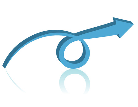 Blue arrow with reflection isolated on white background # 1のイラスト素材