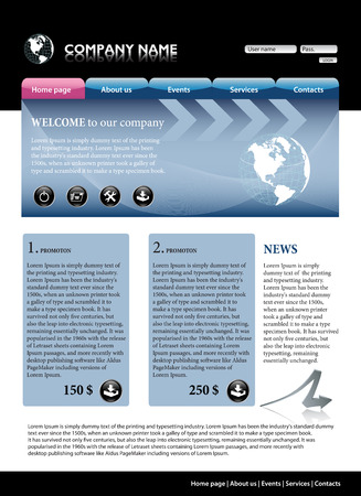 Blue business website template. All editable vector elements. # 1のイラスト素材