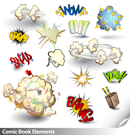 Comic Book Elements - Vector Cartoon Explosions のイラスト素材