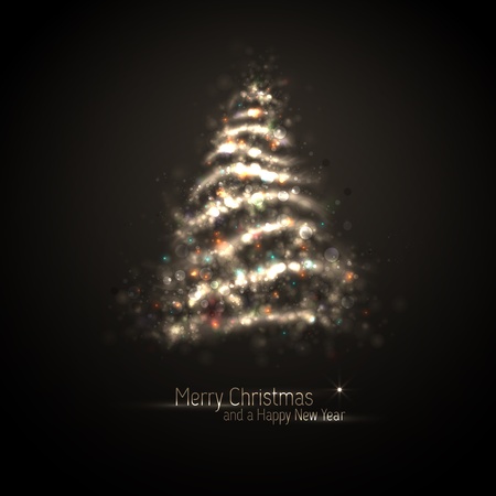 Dark Bronze Christmas Greeting with Tree of Glittering Lights | EPS10 Graphic | Separate Layers Named Accordinglyのイラスト素材