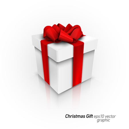Gift Box with Red Ribbon Bow | Detailed 3D EPS10 Vector Graphic | Separate Layers Named Accordinglyのイラスト素材