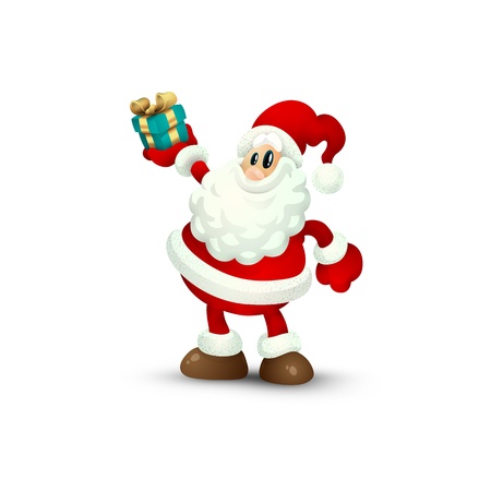 Isolated Santa Claus Holding Gift in Hand smiling to the Camera | EPS10 Vector Backgroundのイラスト素材