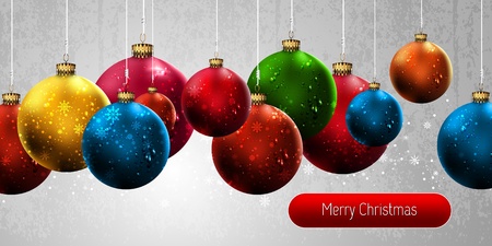 Christmas Banner with Colorful Globes | EPS10 Vector Background | Layers Organized and Namedのイラスト素材
