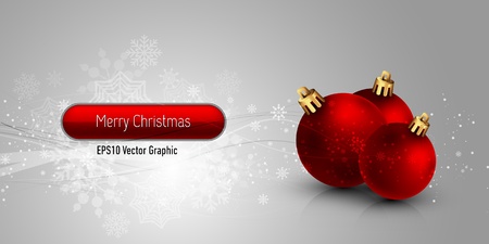 Christmas Banner with Red Globes | EPS10 Vector Background | Layers Organized and Namedのイラスト素材