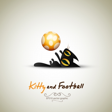 Little Cat playing with Football. Great Greeting for Pet Owners.のイラスト素材