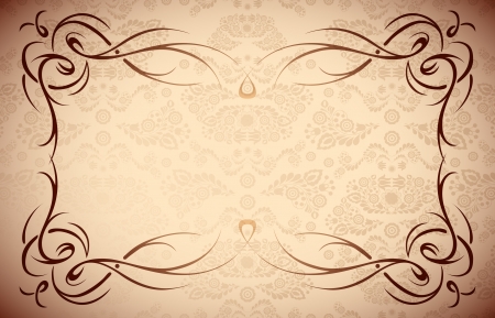 Elegant Floral Frame   Border - Seamless Damask のイラスト素材