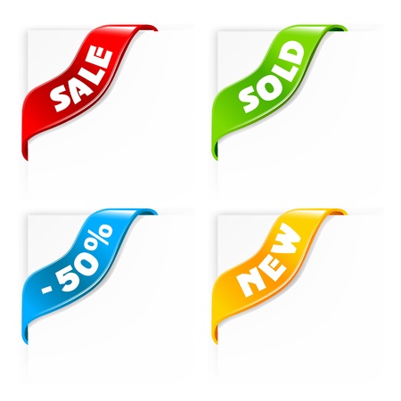 set of colorful shiny sale labelのイラスト素材