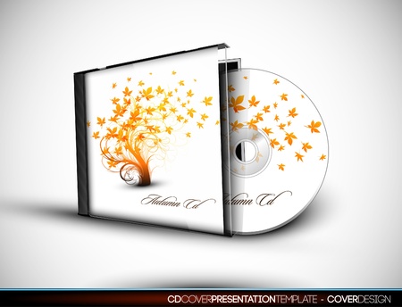 CD Flourish Cover Design with 3D Presentation Template   Layersのイラスト素材