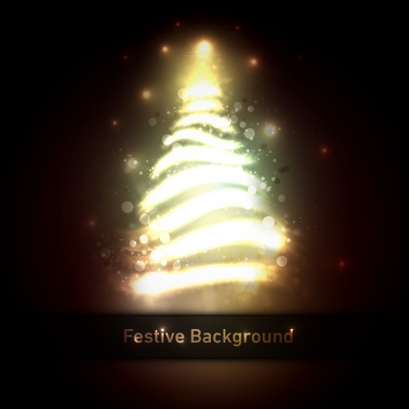 Dark Bronze Christmas Greeting With Tree Of Glittering Lights   のイラスト素材