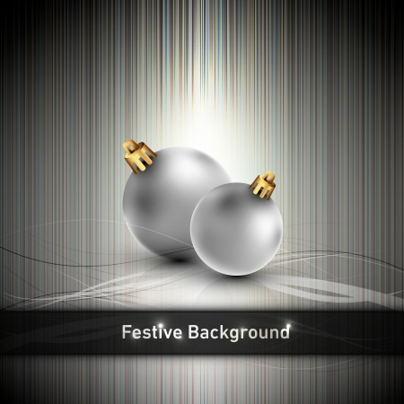 Christmas Banner with silver Globes   のイラスト素材