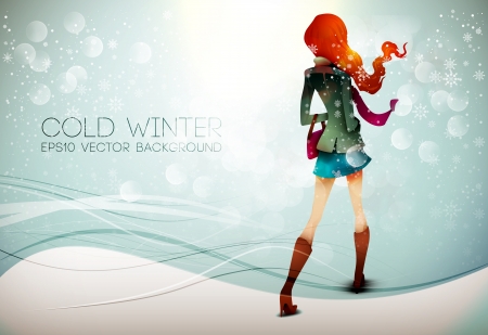 Stepping into the Winter のイラスト素材