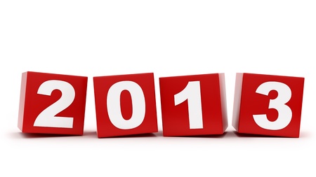 render of 2013 cubes, isolated on white の写真素材