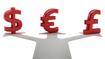 render of 3 currencies の写真素材