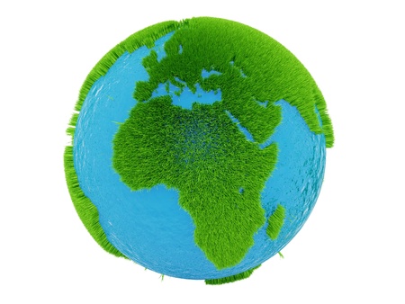render of the globe from grass, isolated on white の写真素材