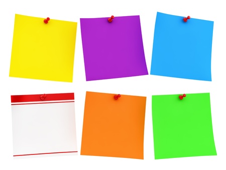 render of colorful notes, isolated on white 