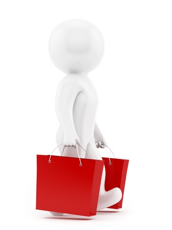render of a man with 2 shopping bags の写真素材