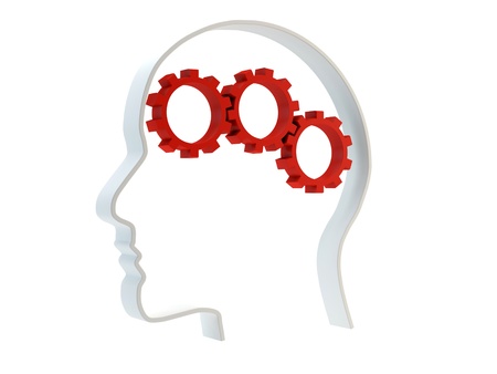 render of a head and gears 